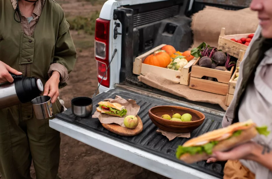 Pack meals, stove, utensils; use cooler for perishables. Leave No Trace: pack out all waste.